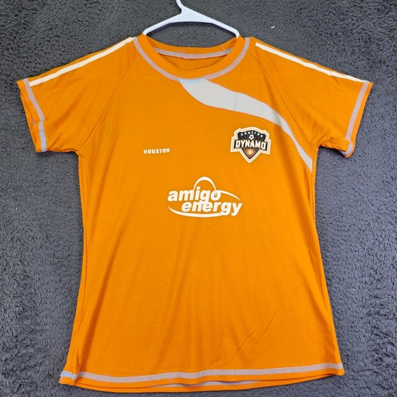 Houston‎ Dynamo Soccer Jersey Amigo Energy Orange Stripes T-Shirt Size S - Picture 1 of 7
